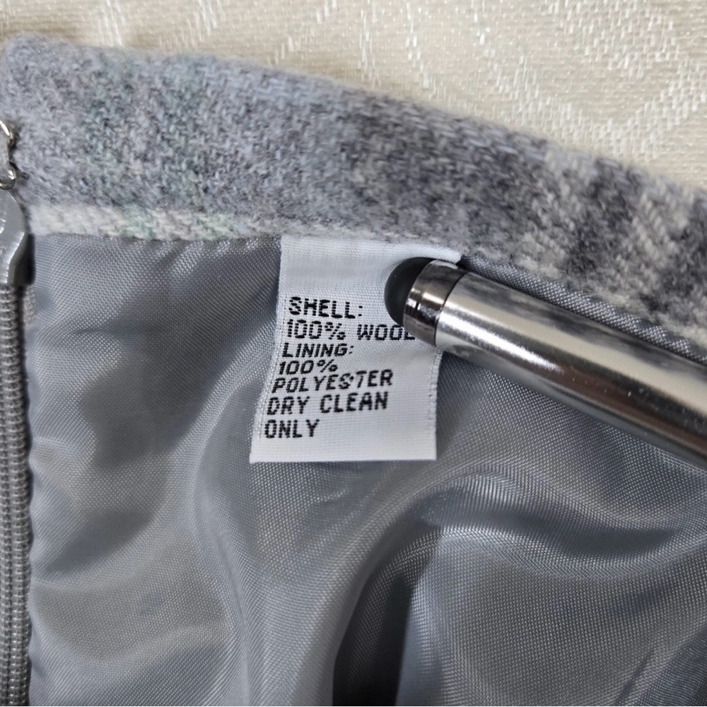 Talbots Blue and Gray Plaid Pencil Skirt - Picture 4 of 7